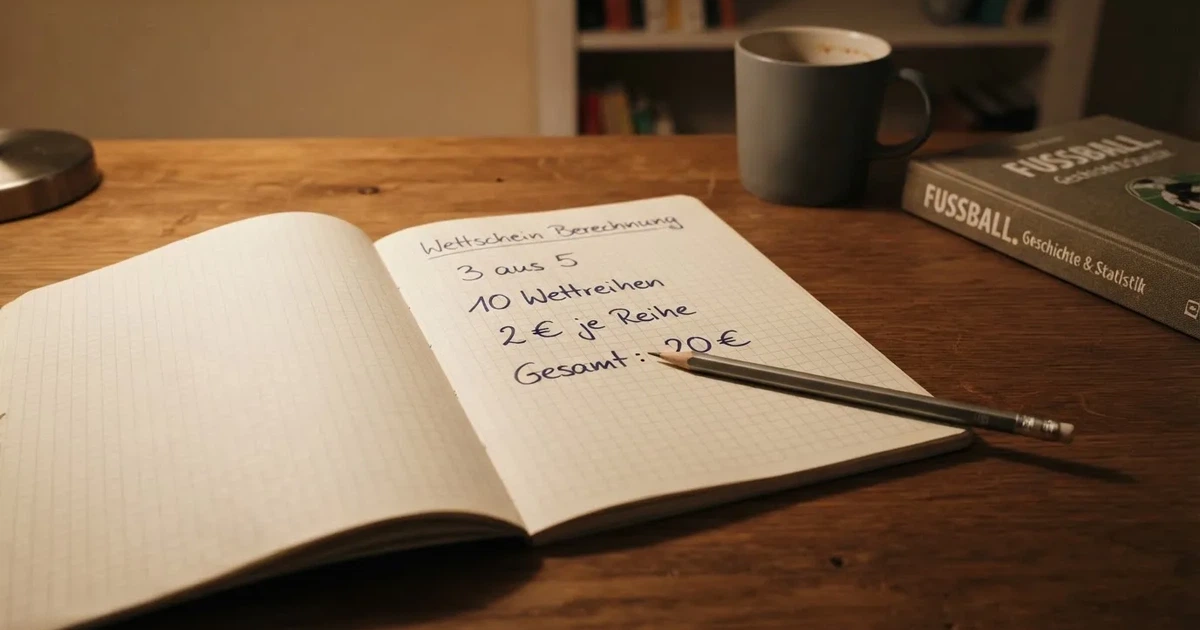 Ein Notizbuch mit handschriftlichen Notizen und einem Bleistift liegt neben einem Taschenrechner auf einem aufgeräumten Schreibtisch.